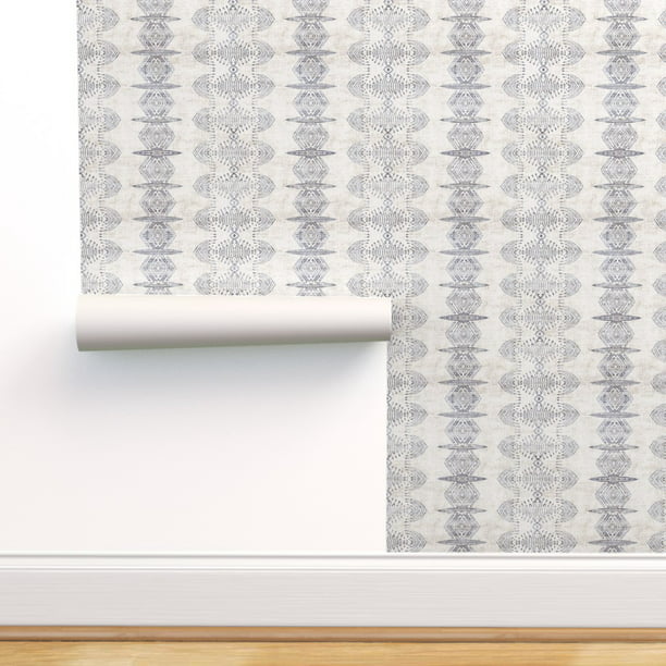 Peel-and-Stick Removable Wallpaper Shibori Indigo Blue Stripes Navy Geometric 